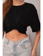 Dámska bavlnená základná blúzka s krátkymi rukávmi čierna Dámska bavlnená základná blúzka s krátkymi rukávmi čierna