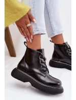 Dámské zateplené kotníkové boty na platformě s šněrováním Černé Harmine