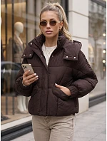 Dámska zimná prešívaná bunda s kapucňou, hnedá, FashionStreet TY6039 Dámska zimná prešívaná bunda s kapucňou, hnedá, FashionStreet TY6039