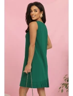 308-4 KARINE elegantné trapézové šaty s asymetrickými pásmi - ZELENÉ 308-4 KARINE elegantné trapézové šaty s asymetrickými pásmi - ZELENÉ