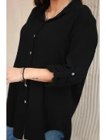 Bavlnená mušelínová košeľa oversize čierna Bavlnená mušelínová košeľa oversize čierna