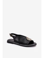 Ploché elegantné sandále s dekoráciou Black Iseliria