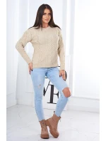 Sveter s pleteninou béžový Sveter s pleteninou béžový