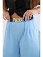 Viskózové nohavice so širokými nohavicami modré