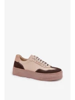 Kožené dámske tenisky na platforme Zazoo N1269S2 beige Kožené dámske tenisky na platforme Zazoo N1269S2 beige
