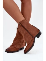 Ocieplane Botki Kowbojki Na Obcasie Camel Sylvette