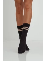Skarpetki Damskie Warkocz Z Paskami Czarne