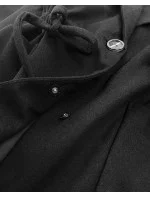 Krátky čierny voľný dámsky kabát (2727)