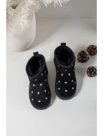 Dětské sněhule s květinami černé Gracina