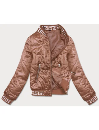 Dámska bunda typu "bomber" v karamelovej farbe (B8123-14)