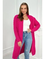 Sveter Cardigan kockovaný kockovaný fuchsiový