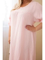 Dámske Plus veľkosť bavlnený mušelín V-neck šaty Candy Pink