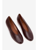 Baleriny Damskie Z Eko Skóry Na Płaskim Obcasie Brązowe Olyssia