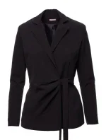 K056 Sako s opaskom na zaväzovanie - čierne