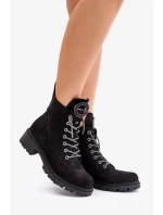 Zateplené topánky s ozdobným šnurovaním Vinceza Black