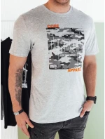 Pánske bavlnené tričko s potlačou šedé FashionStreet RX5455 Pánske bavlnené tričko s potlačou šedé FashionStreet RX5455