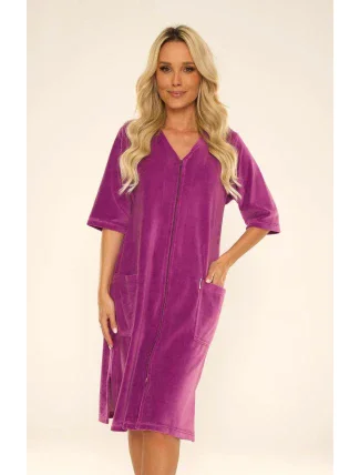 Dámsky župan so zipsom DE LAFENSE 431 Velúr M-4XL