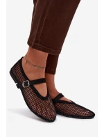 Síťované baleríny s páskem černé Pherina