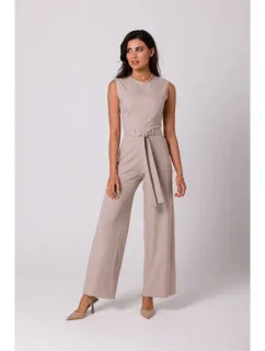 B256 Kombinéza bez rukávov s vreckami - béžová