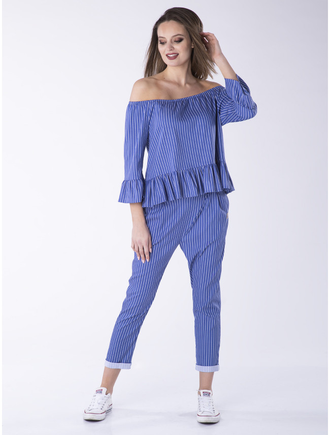 Look Made With Love Nohavice 415P Stripe Blue/White