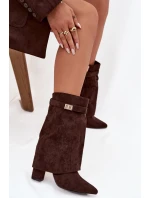 Dámske členkové topánky na podpätku s ozdobným remienkom Luvielle - čokoláda Dámske členkové topánky na podpätku s ozdobným remienkom Luvielle - čokoláda