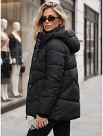 Dámska zimná prešívaná bunda s kapucňou, čierna, FashionStreet TY5751 Dámska zimná prešívaná bunda s kapucňou, čierna, FashionStreet TY5751