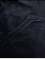 Dámska tmavomodrá velúrová súprava s kapucňou na zips (8C1176-25)