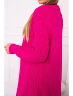 Sveter Cardigan kockovaný kockovaný fuchsiový