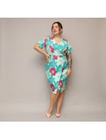 Zeleno-fuchsiové skladané kvetinové šaty po kolená pre ženy (742) Zeleno-fuchsiové skladané kvetinové šaty po kolená pre ženy (742)