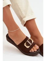 Dámské pantofle se zlatým detailem čokoládové Elmera