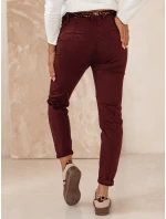 Dámske džínsové nohavice CHARMYOU s opaskom bordová FashionStreet UY2271