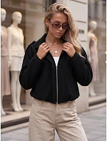 Dámska krátka čierna manšestrová bunda FashionStreet TY6021 Dámska krátka čierna manšestrová bunda FashionStreet TY6021