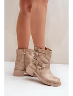 Dámske kožené nízke topánky s remienkami Zazoo 3644 Beige