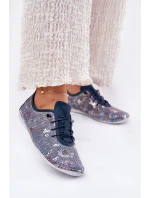 Półbuty Damskie Ze Skóry Naturalnej Wzorzyste Artiker 56C2691 Niebieskie