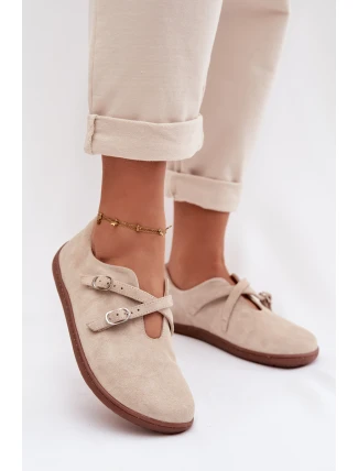 Kožené semišové dámské polobotky Zazoo N1271 světle béžové Kožené semišové dámské polobotky Zazoo N1271 světle béžové