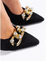 Pekné čierne lodičky pre ženy na ihlovom podpätku Pekné čierne lodičky pre ženy na ihlovom podpätku