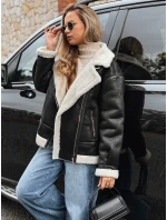 Dámska čierna bunda z ovčej kože ramones FashionStreet TY5246 Dámska čierna bunda z ovčej kože ramones FashionStreet TY5246