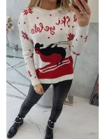 Sveter s vianočným motívom ecru