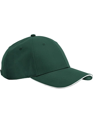 Beechfield B 195R 6-panelová čiapka s kšiltom „Team Sports-Tech“ 53.195R fľaškovozelená/biela