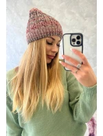 Fleecová čiapka Melisa K241 vínová + béžová