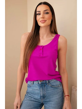 Dámska rebrovaná blúzka s ramienkami a gombíkom tmavo fialová