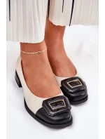 Skórzane Baleriny Z Ozdobą D&A MK51-059 Beżowe