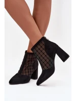 Botki Damskie Na Słupku Z Siateczką D&A LZ52-944 Czarne