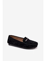 Dámske ploché mokasíny z prírodného semišu LR61-7029 Black Dámske ploché mokasíny z prírodného semišu LR61-7029 Black