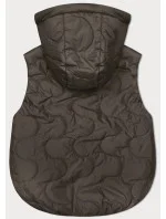 Krátka bunda bez rukávov BH Forever v khaki farbe s odnímateľnou kapucňou (BH-2414)