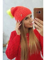Dámska čiapka s brmbolcom Judyta K347 oranžová