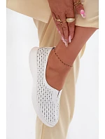Kožené ažurové dámske topánky Eliva White Semi Kožené ažurové dámske topánky Eliva White Semi