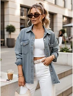 Dámska svetlomodrá džínsová košeľová bunda FashionStreet TY5690 Dámska svetlomodrá džínsová košeľová bunda FashionStreet TY5690