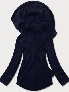 Tmavomodrá mikina s asymetrickou spodnou stranou (HD153-04)