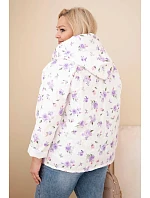 Dámske Plus veľkosť jarná bunda s malým kvetinovým vzorom fialová